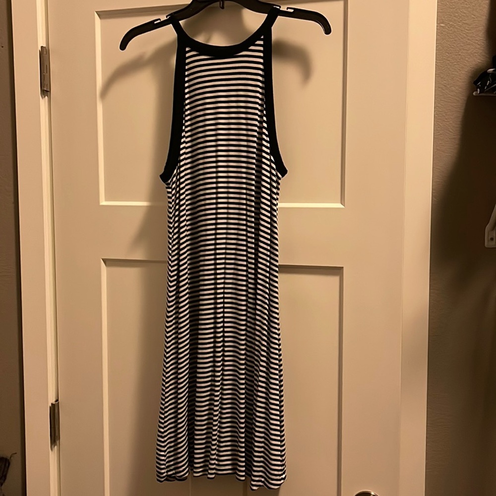 Black and white striped dress
